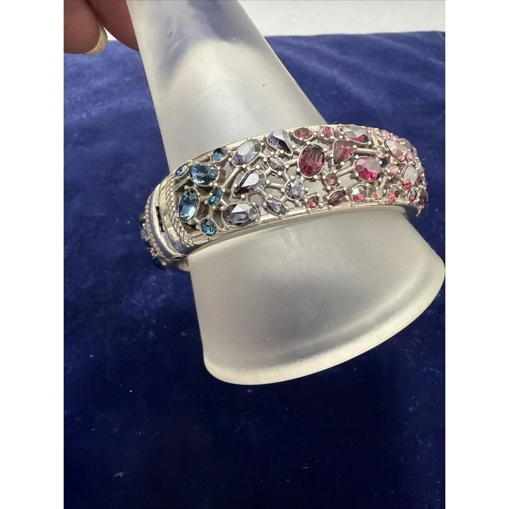 Brighton One Love Large Multi Color Crystal  bracelet Silver Tone .